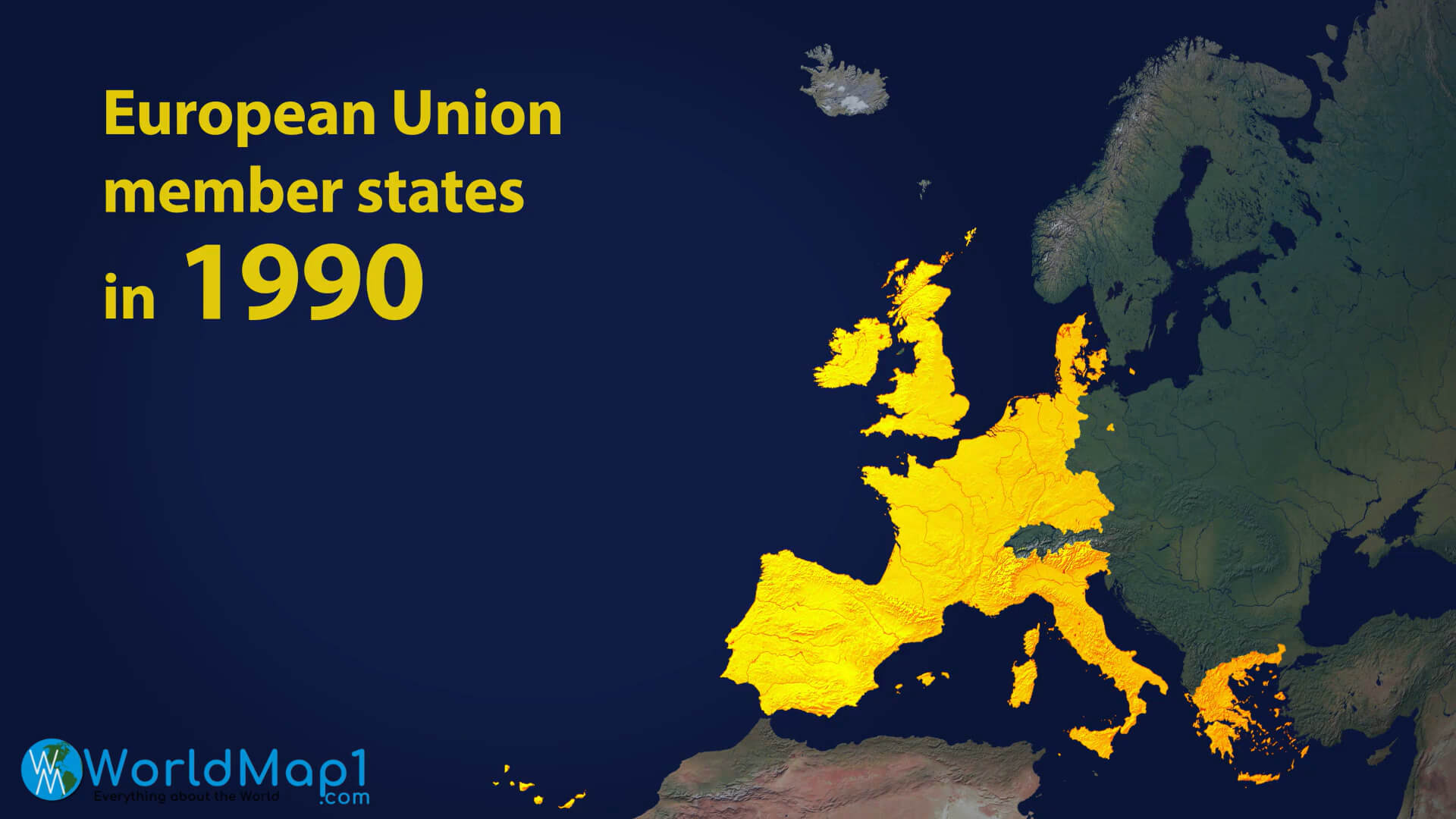 Carte des États membres de l'Union européenne en 1990